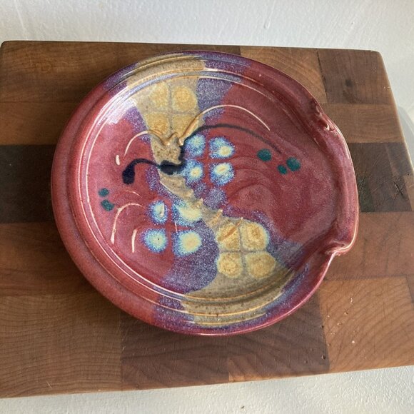 Trinket Dish Spoon Rest Studio Art Pottery Clay Handcrafted Glazed Artist Signed - Picture 3 of 6